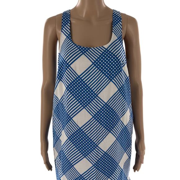 Anthropologie Blue Michaela White Plaid Flounced Midi Dress - Picture 5 of 12